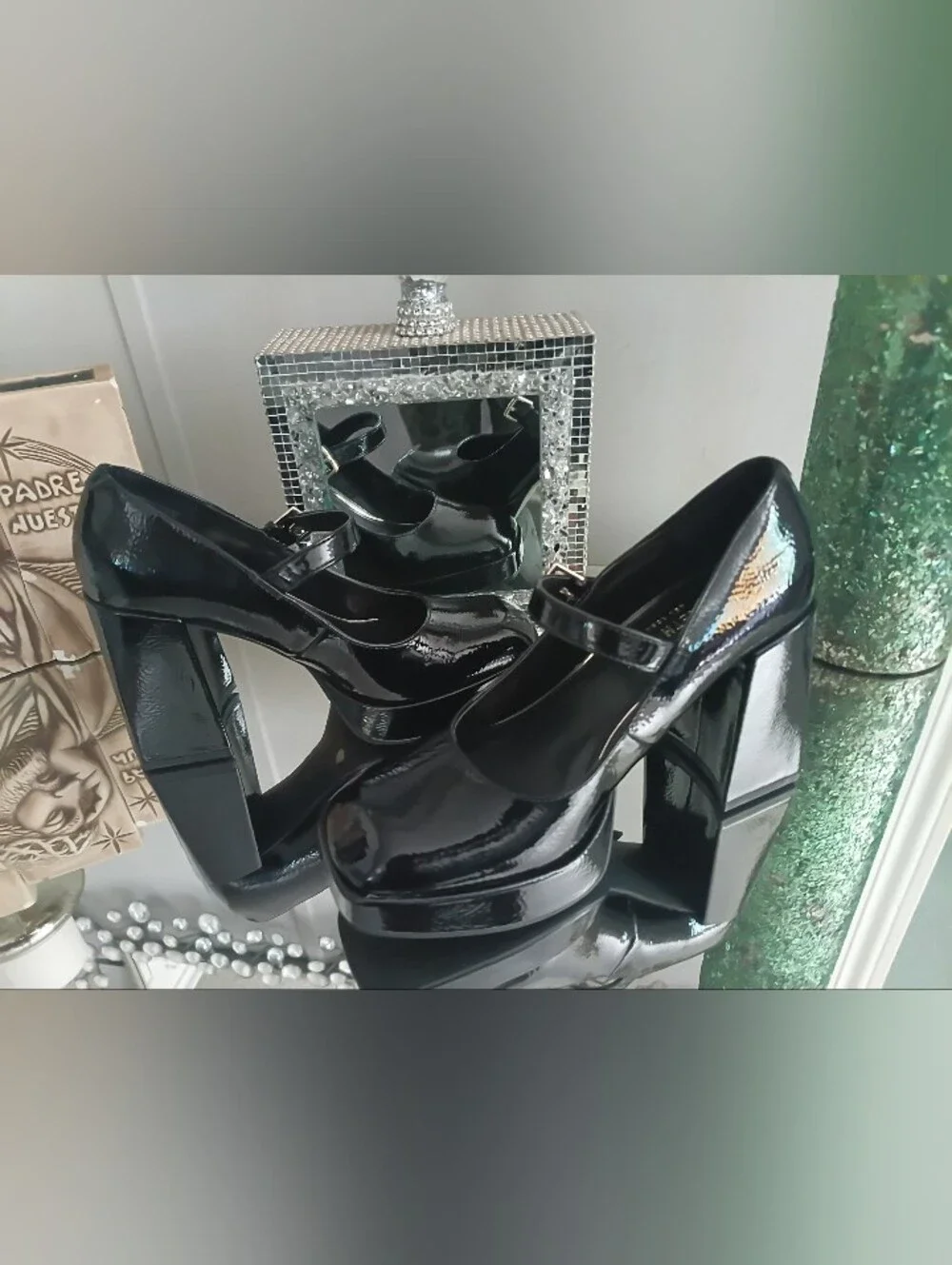 Kenneth Cole Black Patent Platform Mary Jane Pump